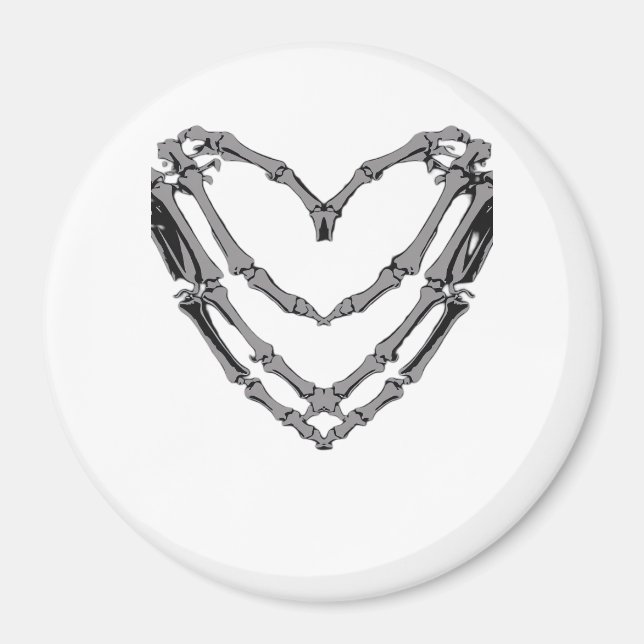 Imán Skeleton manos Rótulo de corazón retro disfraz de  (Frente)