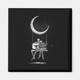 Imán Skeleton Moon Band Tees - Rock And Roll Concert Gr