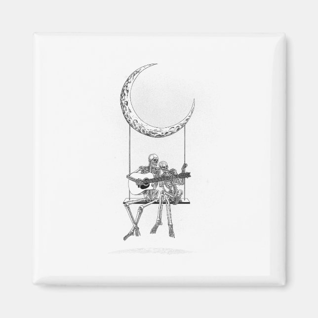 Imán Skeleton Moon Band Tees - Rock And Roll Concert Gr (Frente)