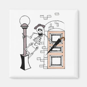 Imán Skeleton Movie Star Celebrity Cantando con paragua