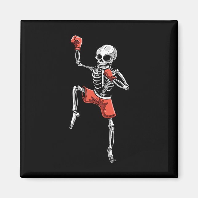 Imán Skeleton Muay Thai Halloween Kickboxing Mma Fighti (Frente)
