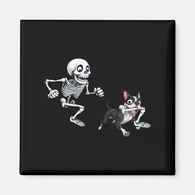Imán Skeleton persigue a perro Mascota de Halloween del (Frente)