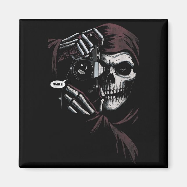 Imán Skeleton Photographer Funny For Men Women  (Frente)