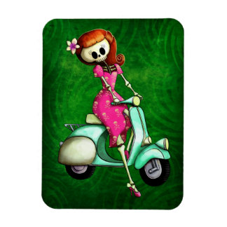 Imán Skeleton Pin Up Chica en Scooter