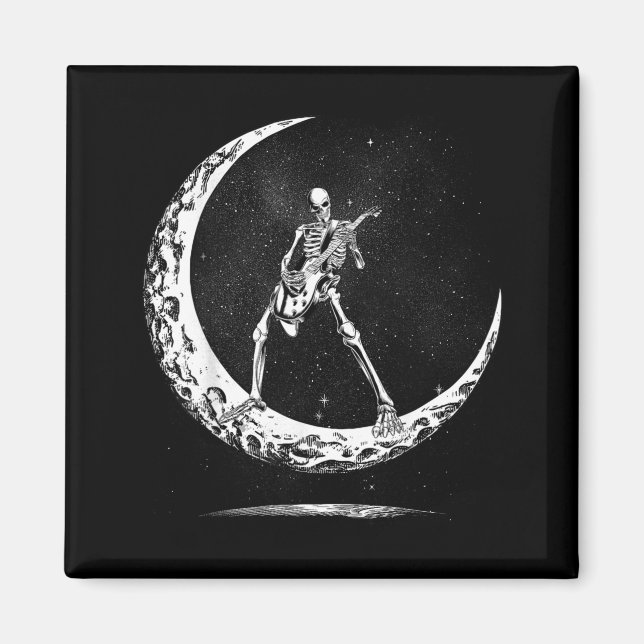 Imán Skeleton Playing Guitar Rock And Roll Band For Men (Frente)