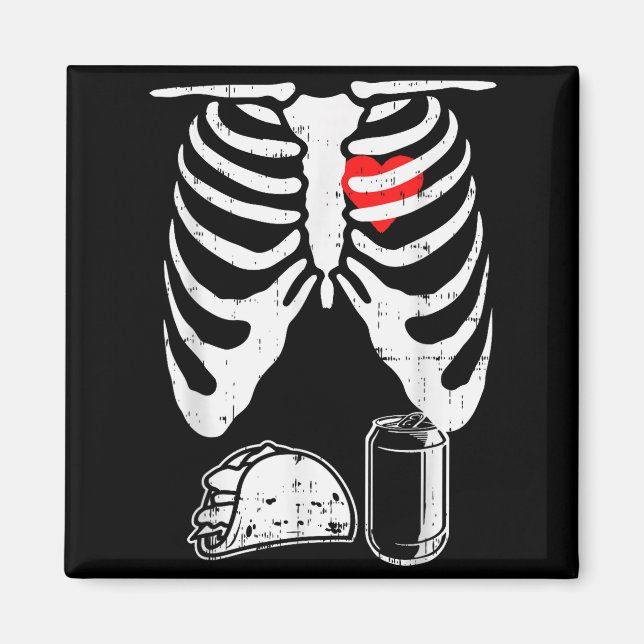 Imán Skeleton Pregnancy Taco Beer Xray Halloween Soon D (Frente)