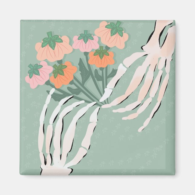 Imán Skeleton Pumpkin Bouquet Halloween Bridal Shower (Frente)