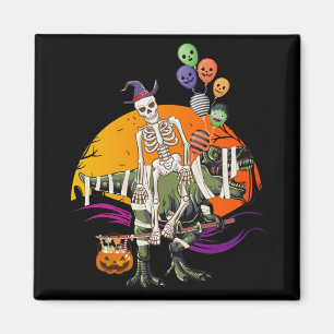 Imán Skeleton Riding Mummy Dinosaur Square