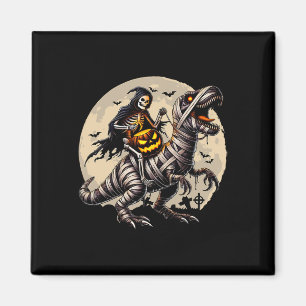 Imán Skeleton Riding Mummy Dinosaur T Rex Pumpkin Funny