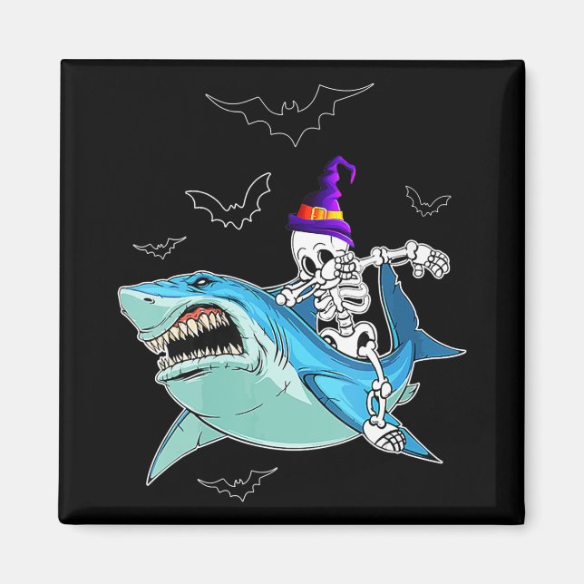 Imán Skeleton Riding Shark Funny - Un regalo loco de Ha (Frente)