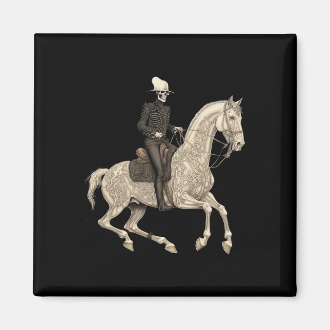 Imán Skeleton Riendo Caballo Vaquero Halloween (Frente)