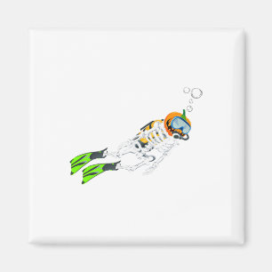 Imán Skeleton Scuba Buving Halloween Bumpkin Diver