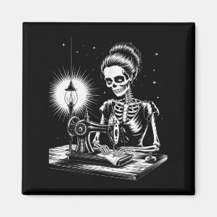 Imán Skeleton Sewer Quilter Funny Scosiendo Lover Hallo