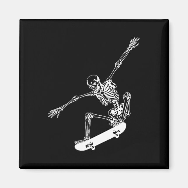 Imán Skeleton Skateboard Skull Halloween Skateboarding (Frente)