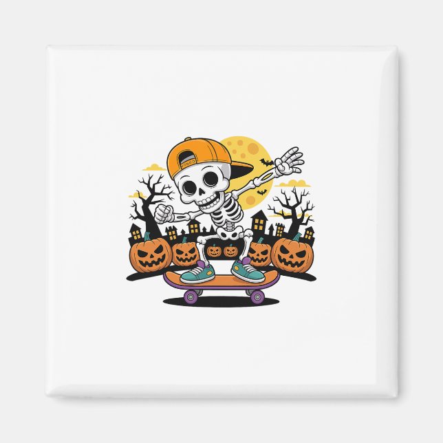 Imán Skeleton Skateboarding Boys Skateboard Halloween S (Frente)