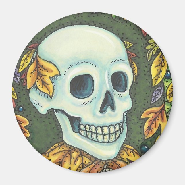 Imán SKELETON SKULL, GENTLEMAN HALLOWEEN MAGNET Round (Frente)