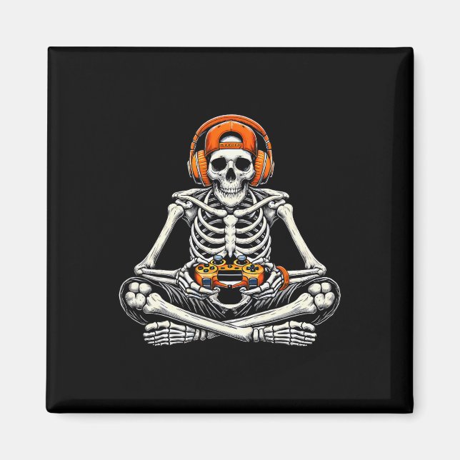 Imán Skeleton Skull Video Game Gamer Halloween (Frente)