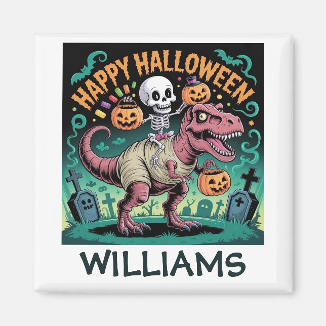 Imán Skeleton sobre la momia T-Rex - Famoso Dino Rider (Frente)