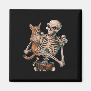 Imán Skeleton Sostenía Un Cráneo De Gato Halloween Hall