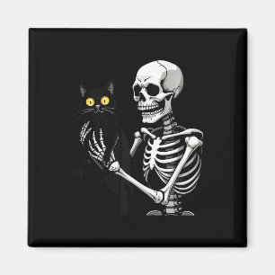 Imán Skeleton Sostenía Un Gato Cute Gato Negro Hallowee
