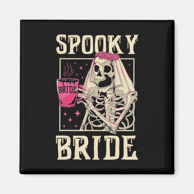 Imán Skeleton Spooky Bride Boda Chelorette Halloween (Frente)
