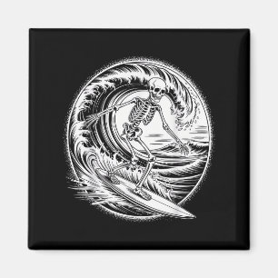 Imán Skeleton Surfer Vintage Big Wave Surfing Funny Hal