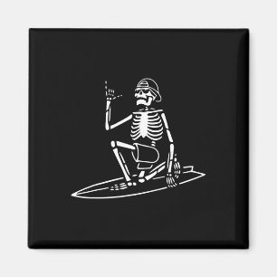 Imán Skeleton Surfing Lazy Halloween Costueve Skull Bon
