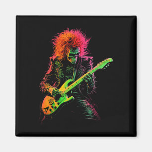 Imán Skeleton Tee Gráfica Jugando La Guitarra Rock Band