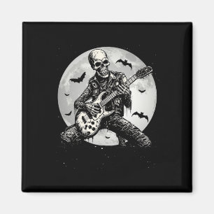 Imán Skeleton Tocando Guitarra Punk Rock Música Hallowe