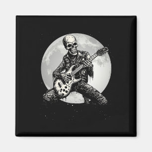 Imán Skeleton Tocando Guitarra Punk Rock Música Hallowe