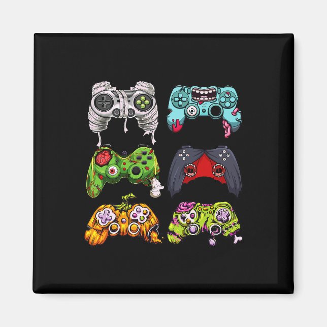 Imán Skeleton Zombie Gaming Controllers Halloween Gamer (Frente)