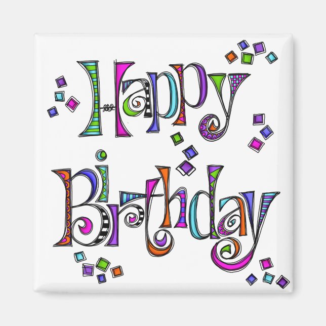 Imán Sketchy Happy Birday (Frente)