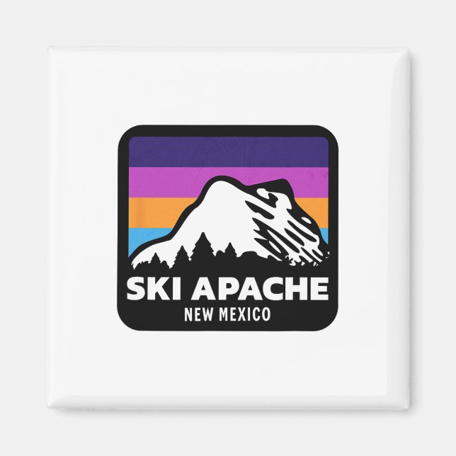 Imán Ski Apache Nuevo México Esquí Familia de Snowboard (Frente)