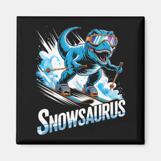 Imán Ski Dinosaur Winter Sport Skier Dino Funny Skiing 