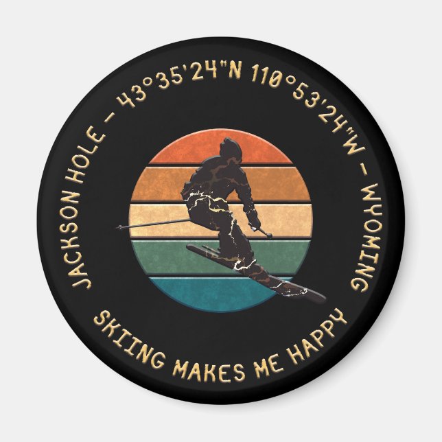 Imán Ski Jackson Hole, Wyoming - Esquiador masculino en (Frente)