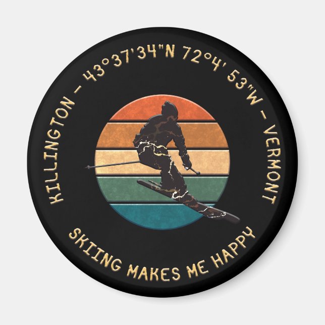 Imán Ski Killington, Vermont - Esquiador masculino, tex (Frente)