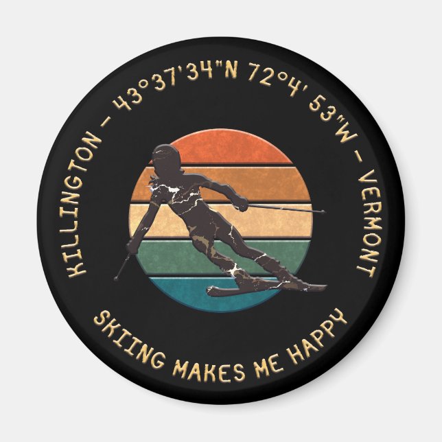 Imán Ski Killington, Vermont - Esquiadora femenina, tex (Frente)