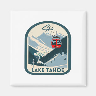 Imán Ski Lake Tahoe Retro Vintage Style Lake Tahoe Skii