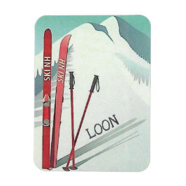 Imán Ski NH Loon Mountain Vintage Ski Art