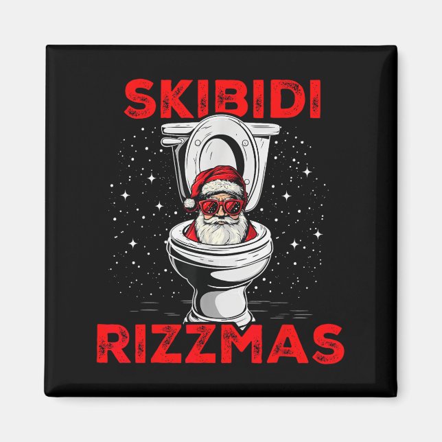 Imán Skibidi Rizzmas Funny Santa Toilet White Elephant  (Frente)