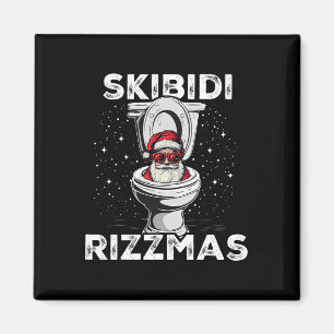 Imán Skibidi Rizzmas Funny Toilet Santa White Elephant