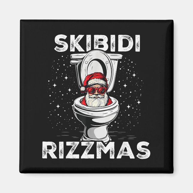 Imán Skibidi Rizzmas Funny Toilet Santa White Elephant  (Frente)
