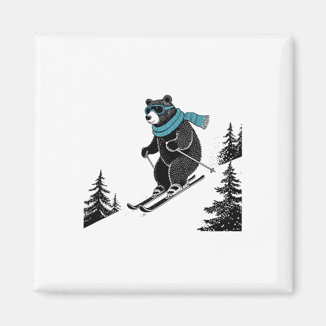 Imán Skiing Bear, Funny Wintersports, Dad Ski Slope, Fu (Frente)