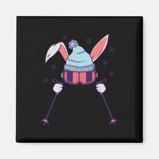 Imán Skiing Rabbit With Goggles And Ski Beanie Winter S