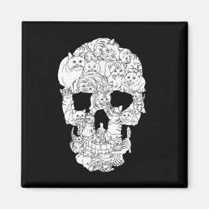 Imán Skull Cat Kitty Skeleton Halloween Punk de Gótico