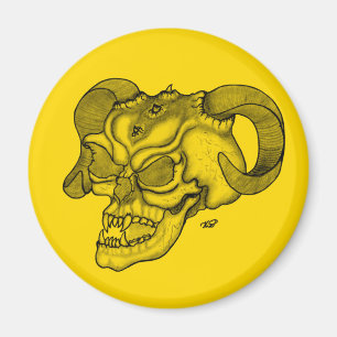 Imán Skull Devil Head Black and Yellow Design