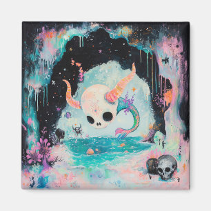 Imán Skull Horned Sea Serpent Mágica Brujería AI Arte