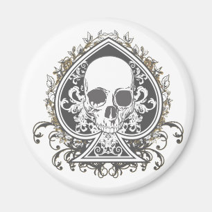 Imán Skull Spade con oro