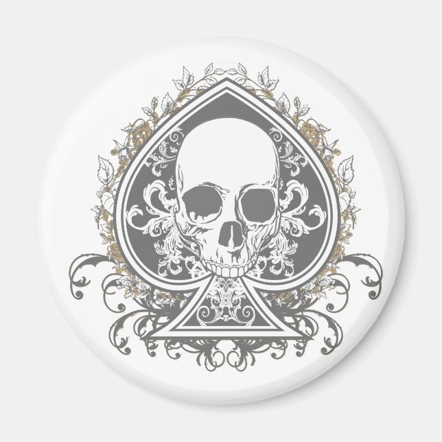 Imán Skull Spade con oro (Frente)