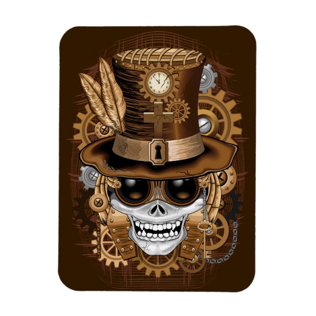Imán Skull Steampunk Voodoo Retro Machine (Vertical)